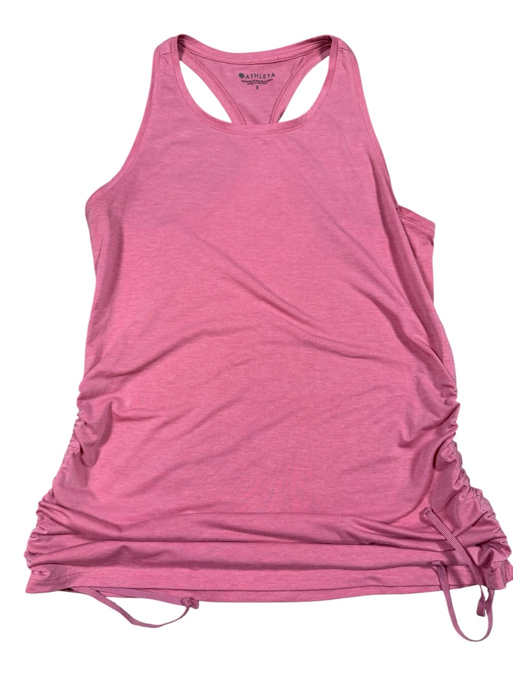 Athleta Encore Tank Women’s Small May Rose Pink Ruched Drawstring Racerback